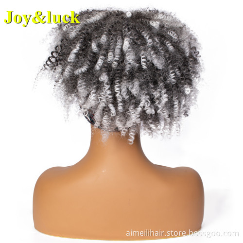 Women's Wholesale Head Band Wig Colored Hairband Grey Ombre White Scarf Short Afro Kinky Curly Headband Wig Synthetic Hair Wigs